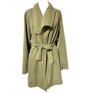 Love Tree Womens L Olive Green Lightweight Belted Spring Jacket